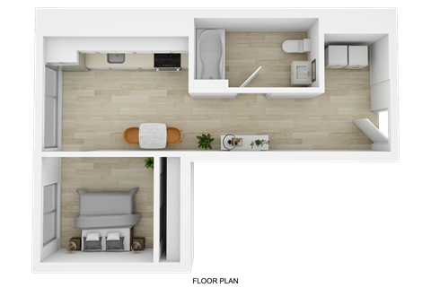 Floor plan for 1 bed, 1 bath, 453 sqft